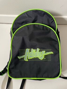 80s 90s Vintage Adidas Backpack West Germany Retro Neon Lime Green Graffiti RARE